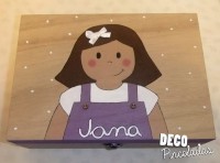 Joyero con niña pelo liso en lila y beige (18,95€)